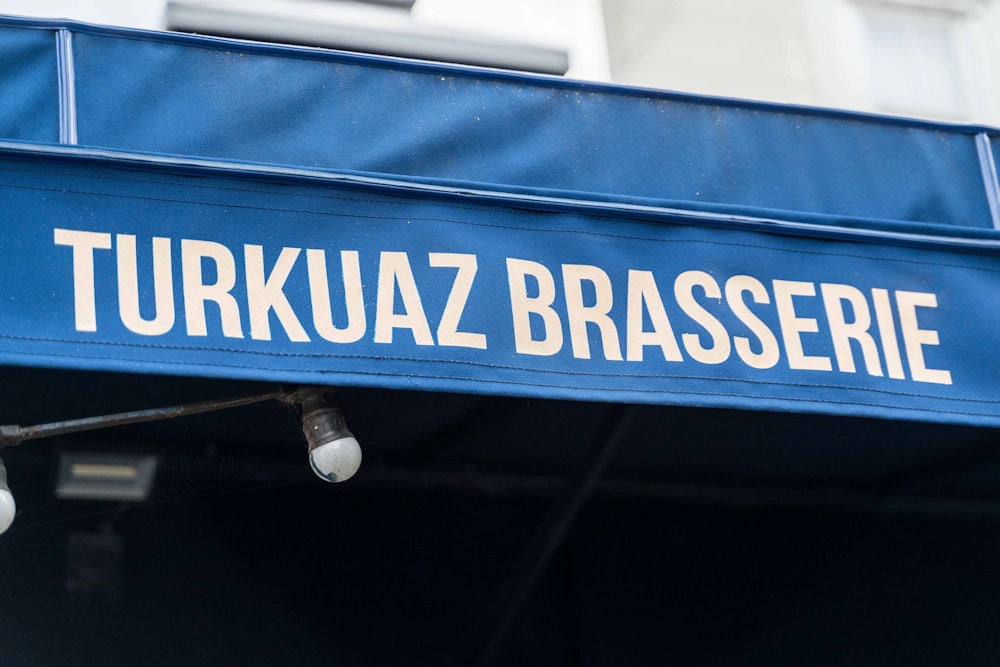 Turkuaz Brasserie blue awning