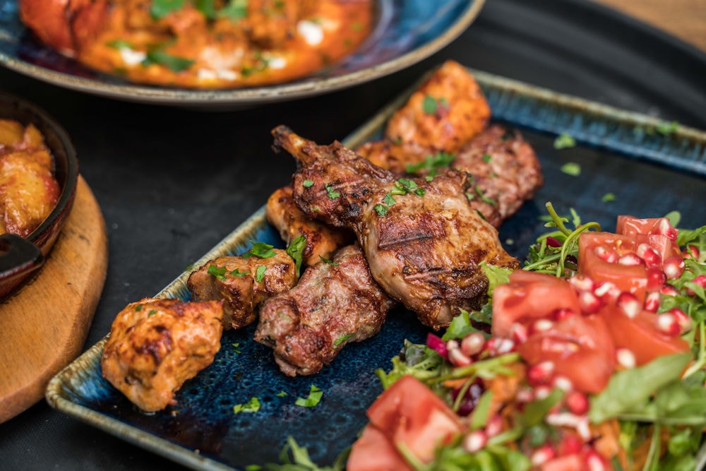 Charcoal-grilled lamb chops with pomegranate salad at Turkuaz Brasserie Highgate